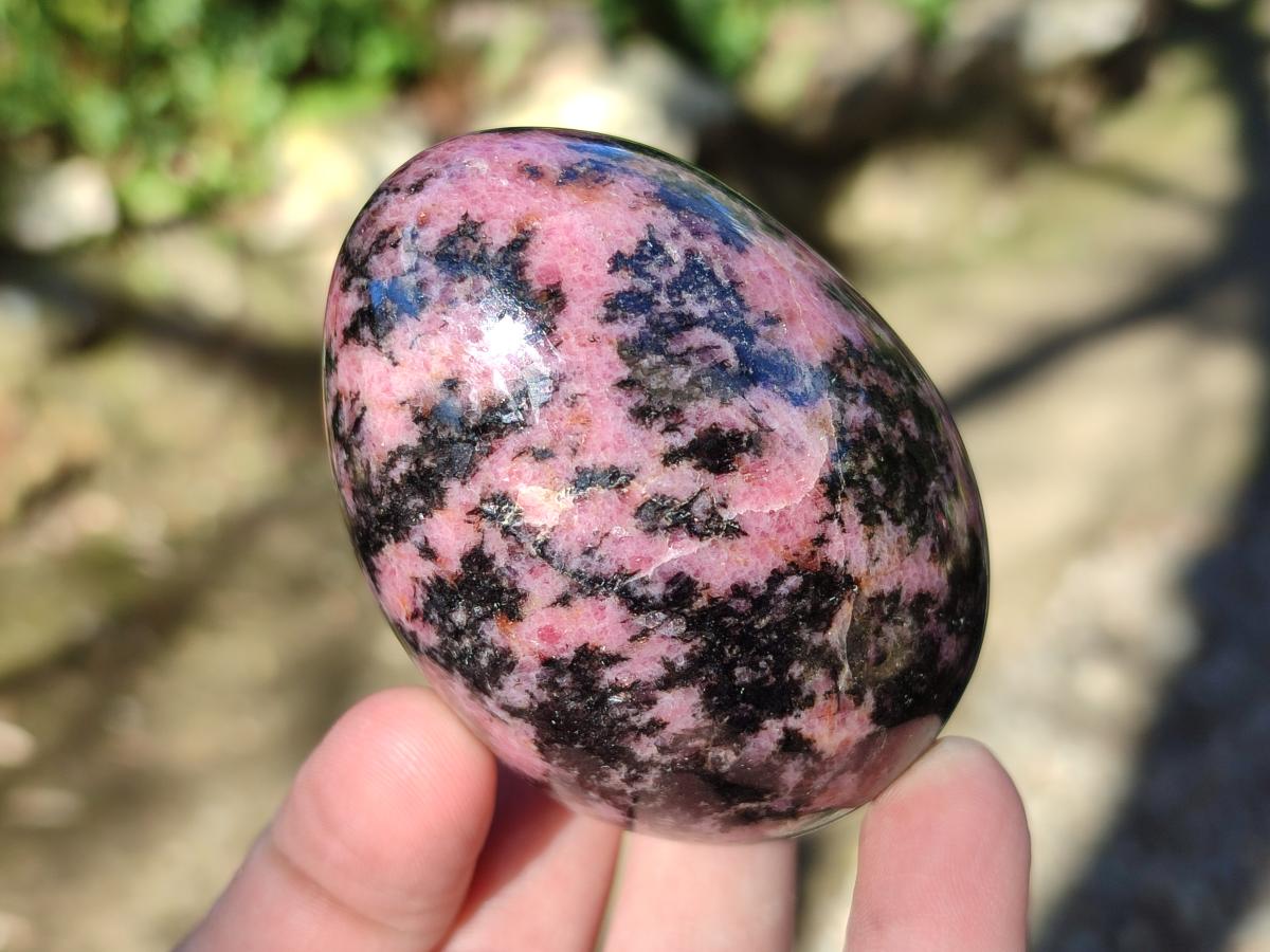 Polished Rhodonite Gemstone Hearts and Eggs x 4 From Ambindavato, Madagascar - Toprock Gemstones and Minerals 