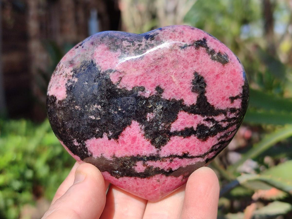 Polished Rhodonite Gemstone Hearts and Eggs x 4 From Ambindavato, Madagascar - Toprock Gemstones and Minerals 