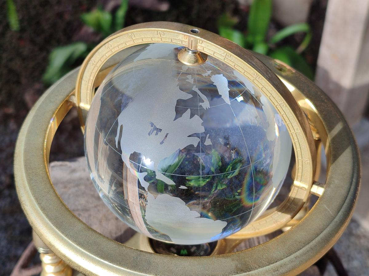 Polished Large Lead Glass World Globe x 1 From China - Toprock Gemstones and Minerals 