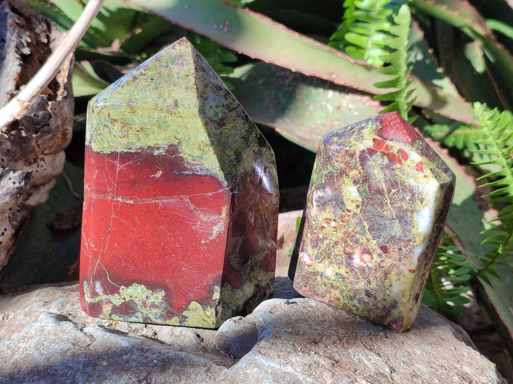 Polished Bastite Dragonsblood Stone Display Crystals x 3 From Tshipise, South Africa - Toprock Gemstones and Minerals 