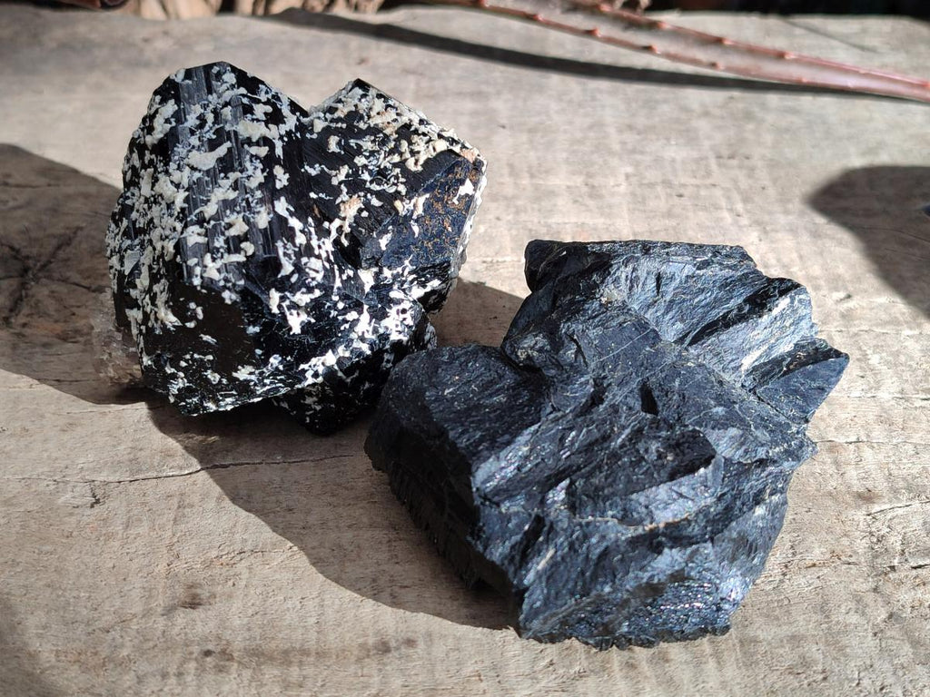 Natural Schorl Black Tourmaline Specimens x 3 From Erongo, Namibia - Toprock Gemstones and Minerals 