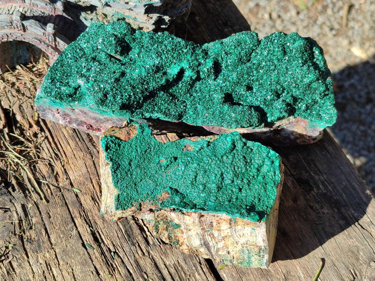 Natural Crystalline Malachite Specimens x 2 From Tenke Fungurume, Congo - Toprock Gemstones and Minerals 