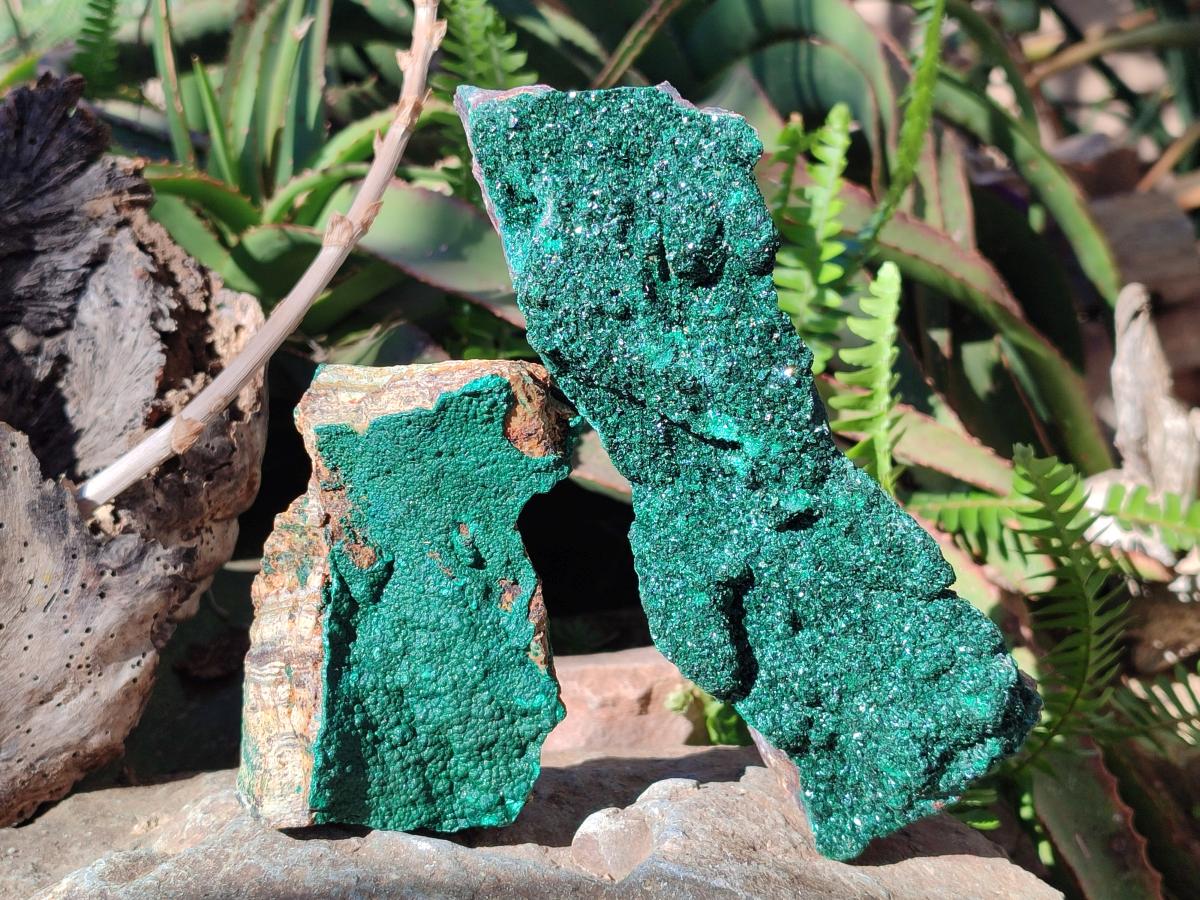 Natural Crystalline Malachite Specimens x 2 From Tenke Fungurume, Congo - Toprock Gemstones and Minerals 
