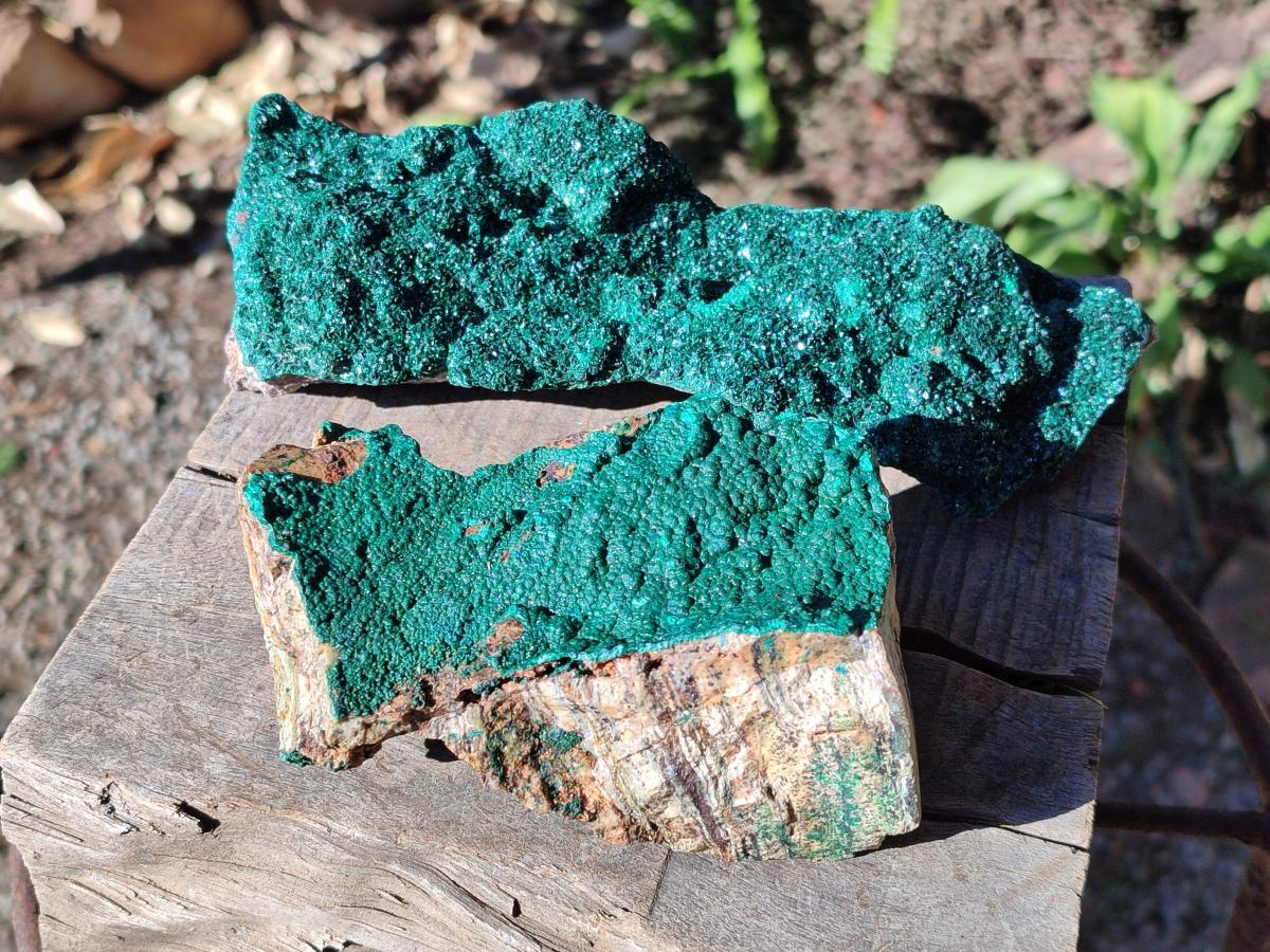Natural Crystalline Malachite Specimens x 2 From Tenke Fungurume, Congo - Toprock Gemstones and Minerals 