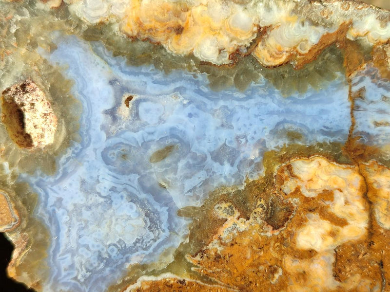 Polished One Side Blue Lace Agate with Crazy Lace Slices x 4 From Namibia - Toprock Gemstones and Minerals 