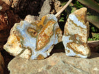 Polished One Side Blue Lace Agate with Crazy Lace Slices x 4 From Namibia - Toprock Gemstones and Minerals 