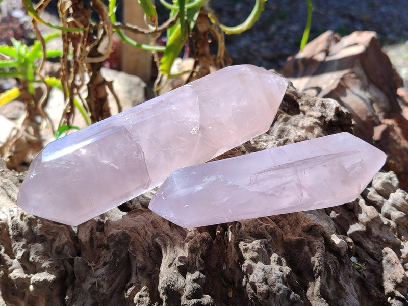 Polished Double Terminated Gemmy Rose Quartz Crystals x 6 From Madagascar - Toprock Gemstones and Minerals 