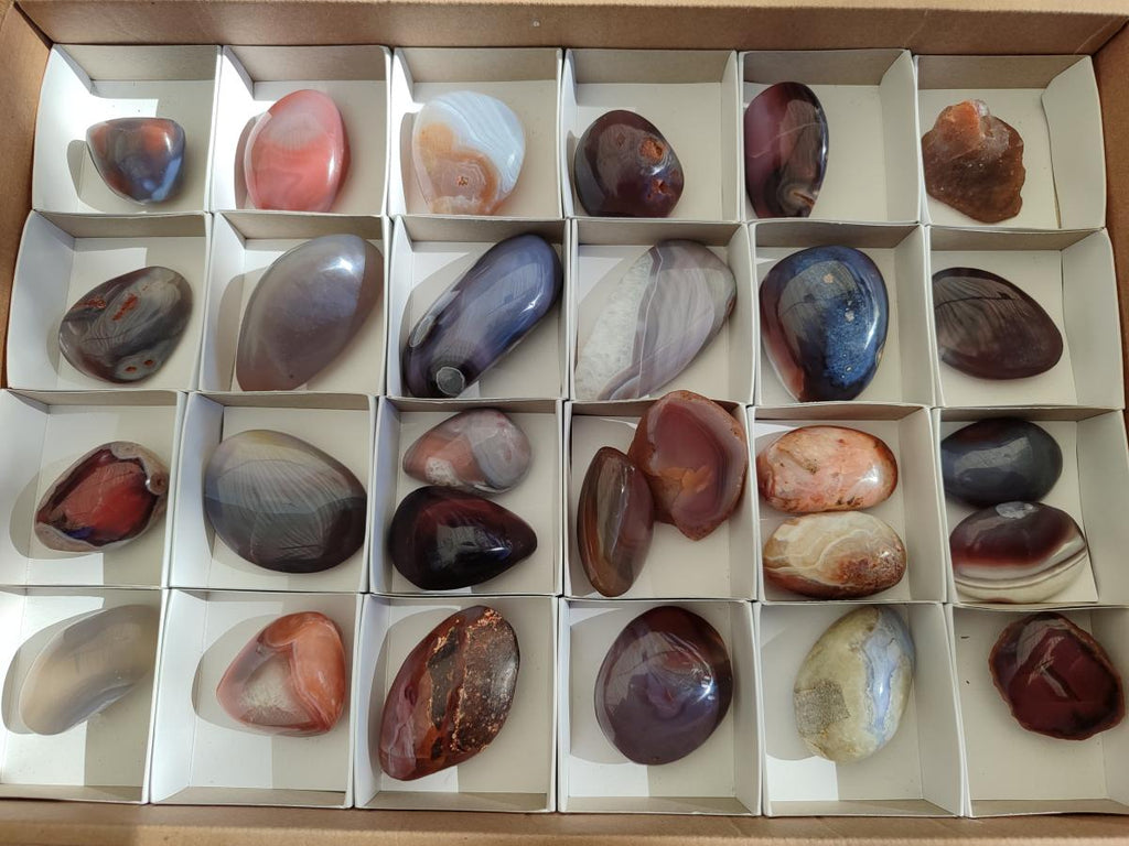 Polished Red Shashe River Agate Galets x 28 From Shashe River, Zimbabwe - Toprock Gemstones and Minerals 