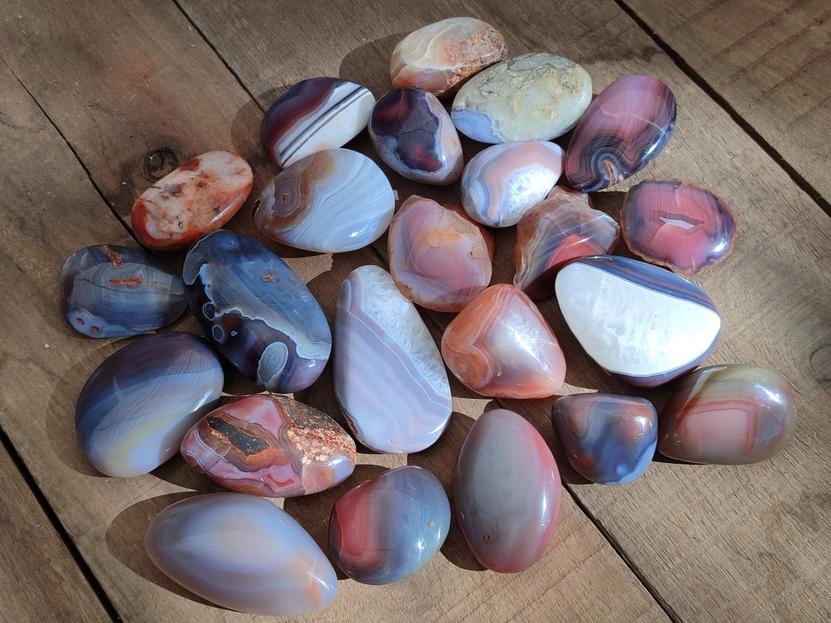 Polished Red Shashe River Agate Galets x 28 From Shashe River, Zimbabwe - Toprock Gemstones and Minerals 