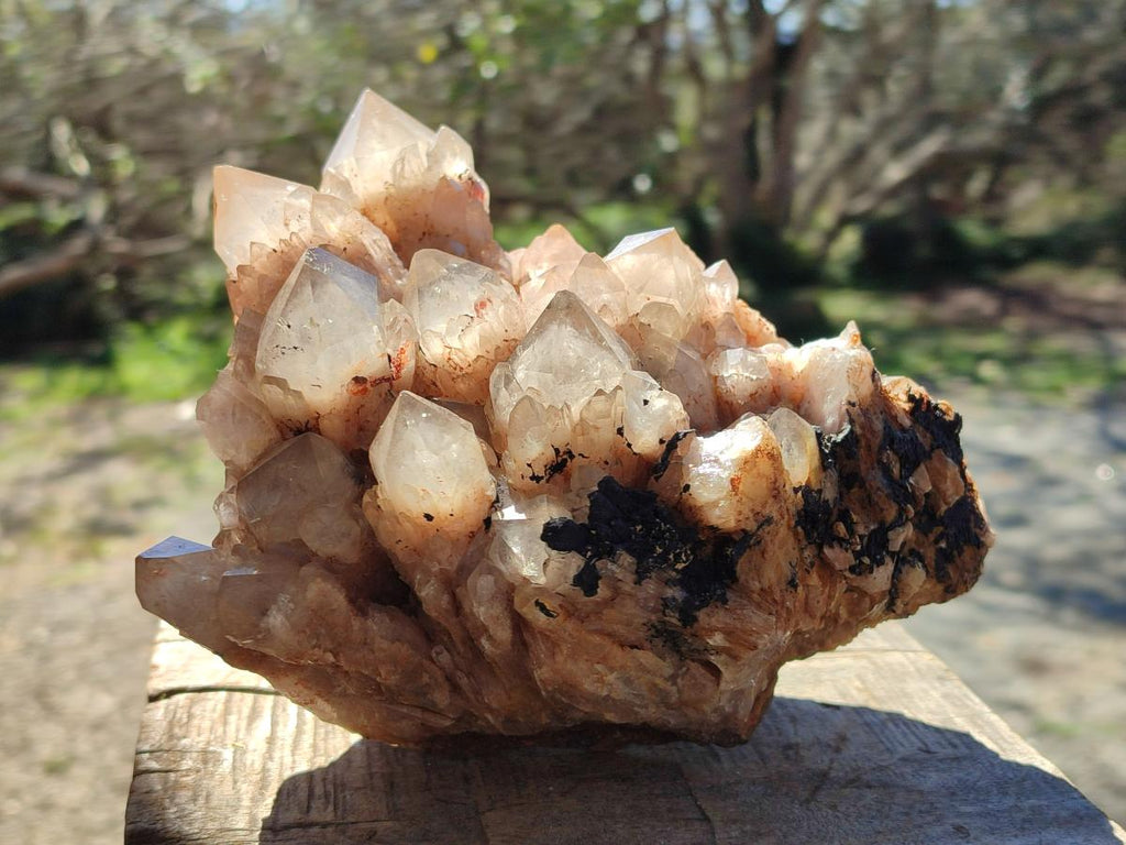 Natural Large Cascading White Phantom Smokey Luena Quartz Cluster x 1 From Luena, Congo - Toprock Gemstones and Minerals 