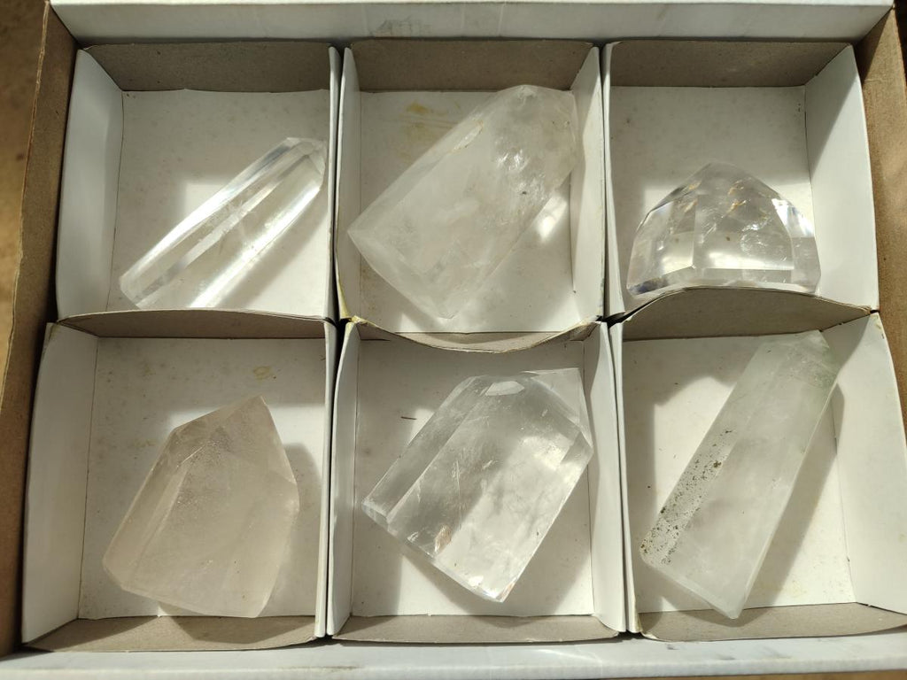 Polished Clear Quartz Crystals x 6 From Madagascar - Toprock Gemstones and Minerals 