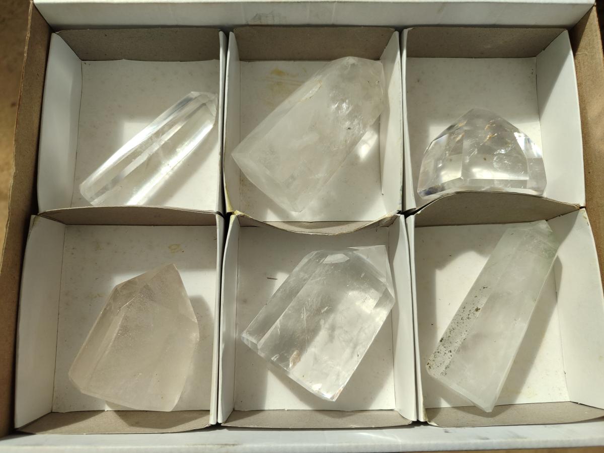 Polished Clear Quartz Crystals x 6 From Madagascar - Toprock Gemstones and Minerals 