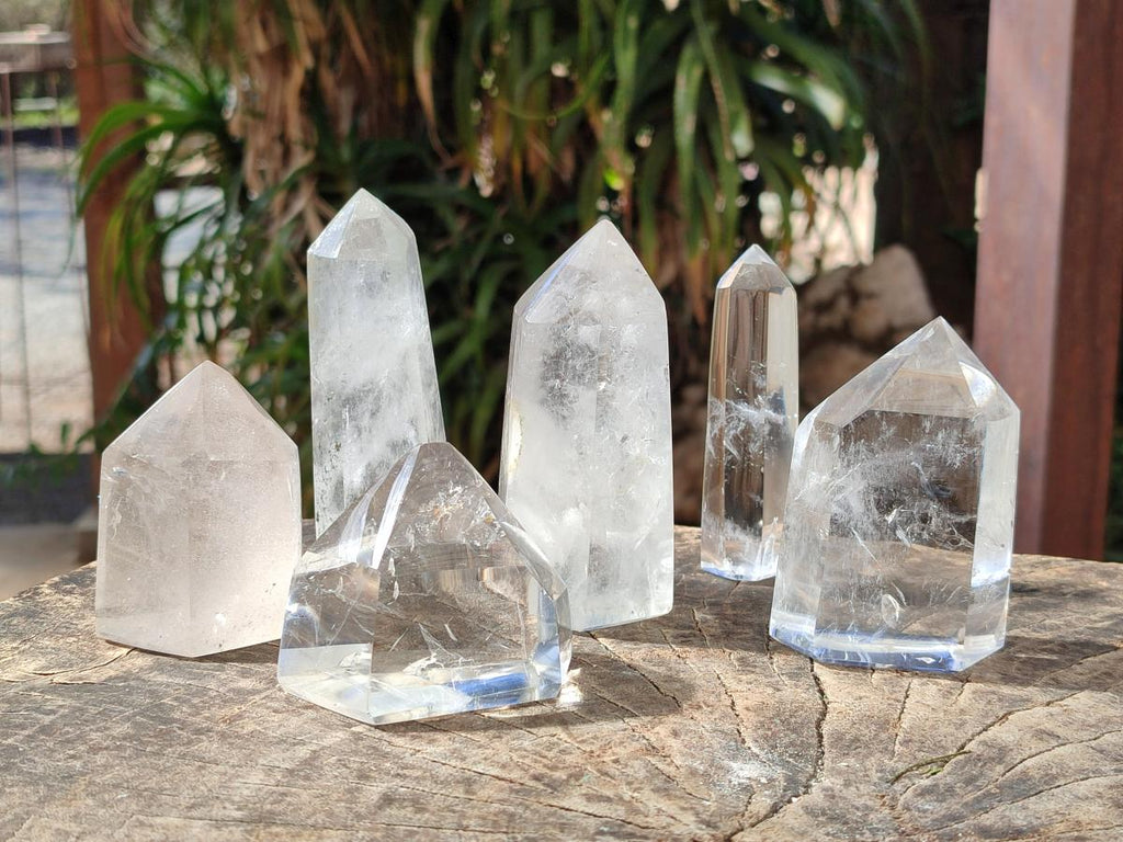 Polished Clear Quartz Crystals x 6 From Madagascar - Toprock Gemstones and Minerals 