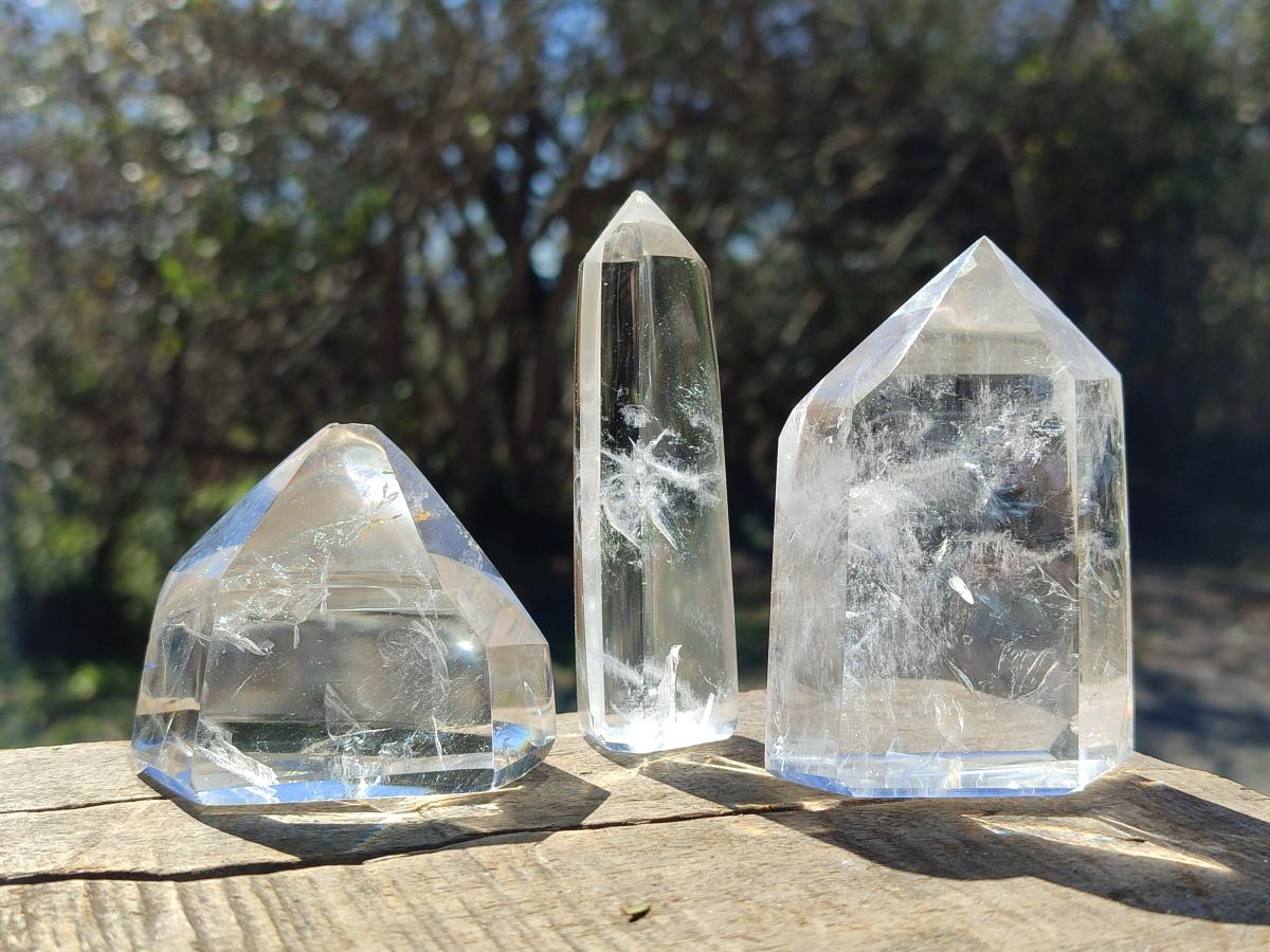 Polished Clear Quartz Crystals x 6 From Madagascar - Toprock Gemstones and Minerals 