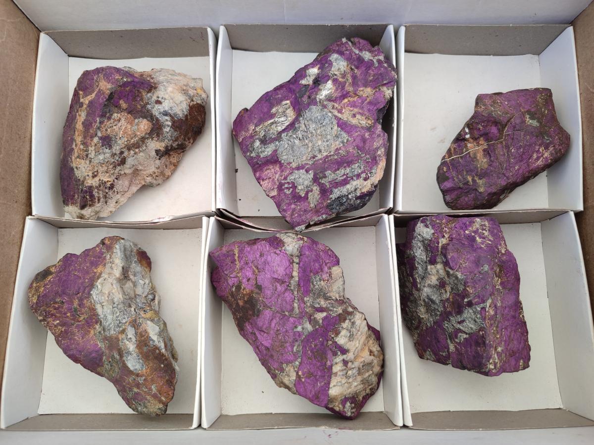 Natural Metallic Cobbed Purpurite Specimens x 6 From Erongo, Namibia - Toprock Gemstones and Minerals 