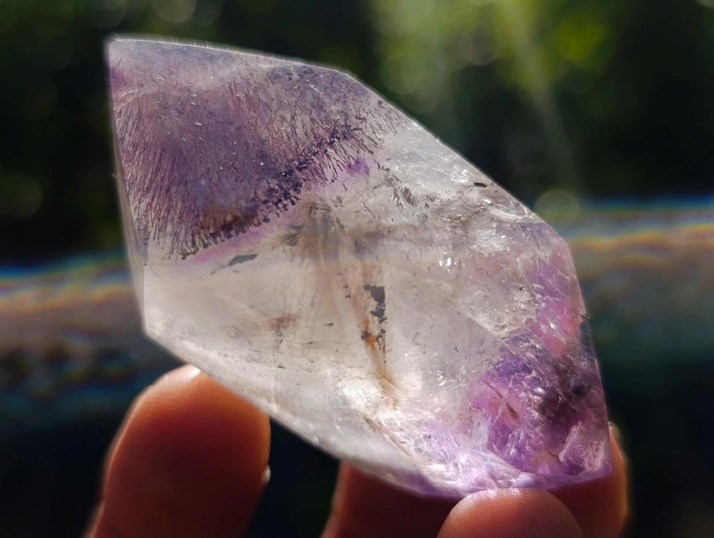 Polished Amethyst and Smokey Amethyst Window Crystals x 12 From Akansobe, Madagascar - Toprock Gemstones and Minerals 