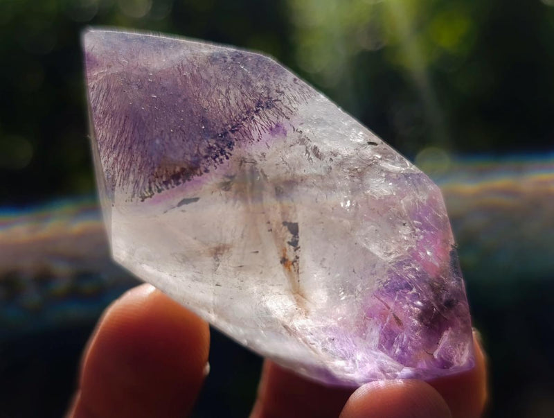 Polished Amethyst and Smokey Amethyst Window Crystals x 12 From Akansobe, Madagascar - Toprock Gemstones and Minerals 