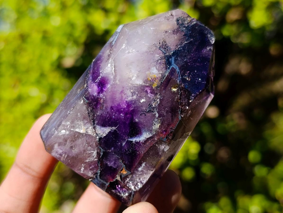 Polished Amethyst and Smokey Amethyst Window Crystals x 12 From Akansobe, Madagascar - Toprock Gemstones and Minerals 