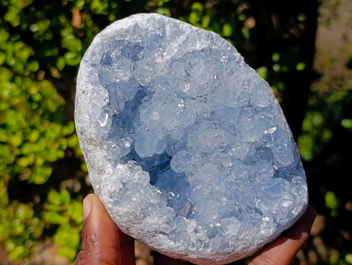 Natural Blue Celestite Geode Specimens x 2 From Sakoany, Madagascar - Toprock Gemstones and Minerals 