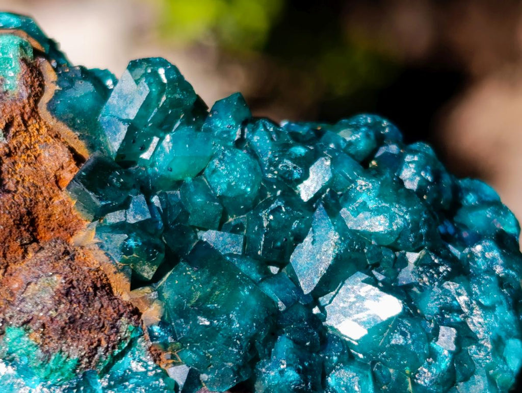 Natural Dioptase Specimens with Crystalline Malachite on Dolomite Matrix x 3 From Mashamba East Mine, Congo - Toprock Gemstones and Minerals 