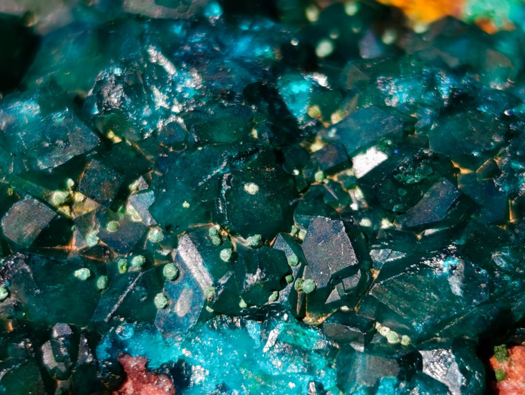 Natural Dioptase Specimens with Crystalline Malachite on Dolomite Matrix x 3 From Mashamba East Mine, Congo - Toprock Gemstones and Minerals 