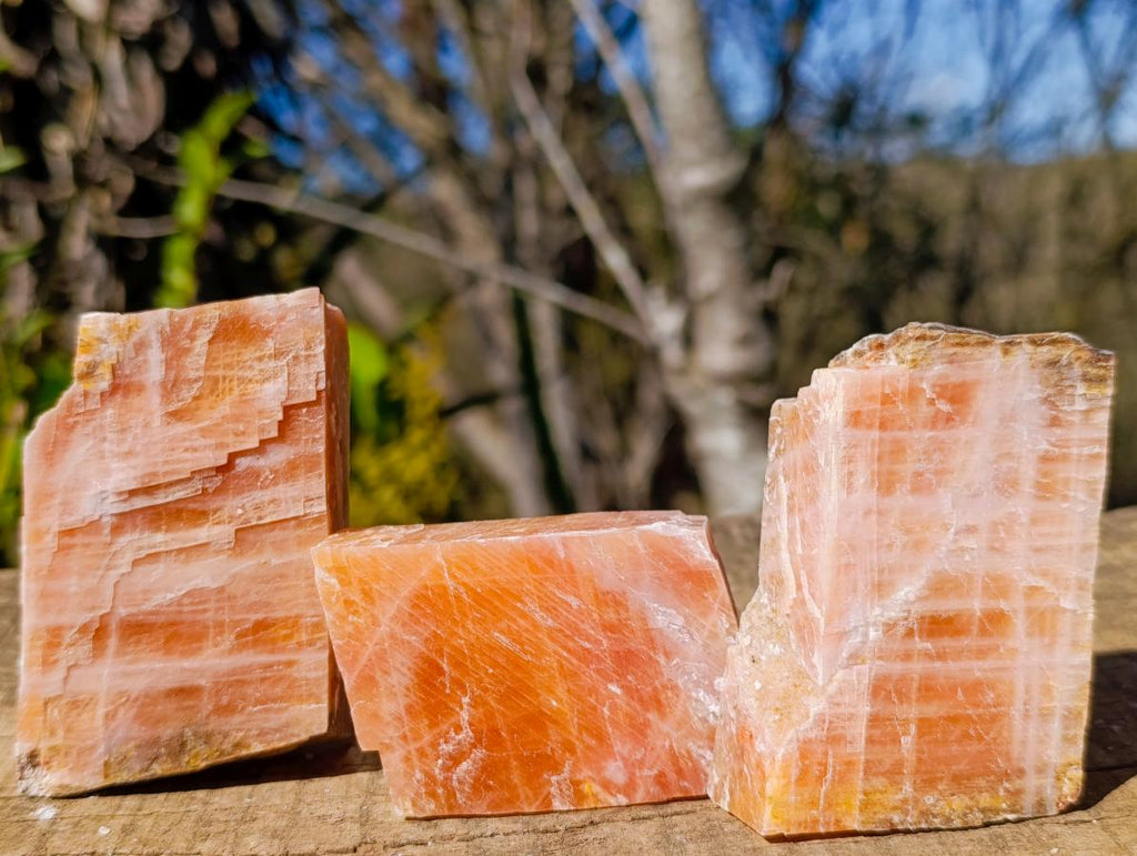Natural Rhombohedral Sunset Orange Calcite Specimens x 12 From Spitzkop, Namibia - Toprock Gemstones and Minerals 