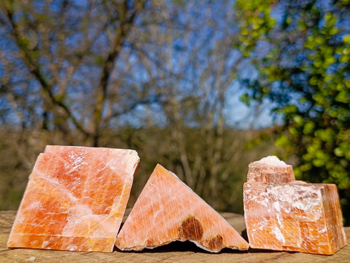 Natural Rhombohedral Sunset Orange Calcite Specimens x 12 From Spitzkop, Namibia - Toprock Gemstones and Minerals 