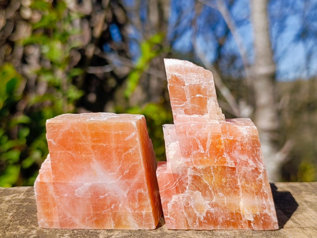 Natural Rhombohedral Sunset Orange Calcite Specimens x 12 From Spitzkop, Namibia - Toprock Gemstones and Minerals 
