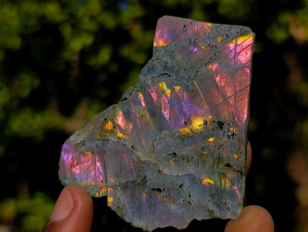 Polished One Side Purple Sunset Flash Labradorite Slices x 24 From Madagascar - Toprock Gemstones and Minerals 