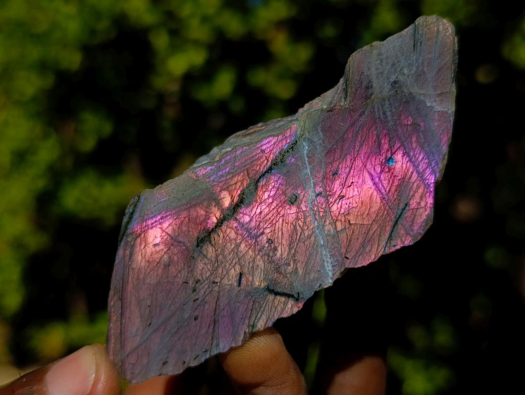 Polished One Side Purple Sunset Flash Labradorite Slices x 24 From Madagascar - Toprock Gemstones and Minerals 
