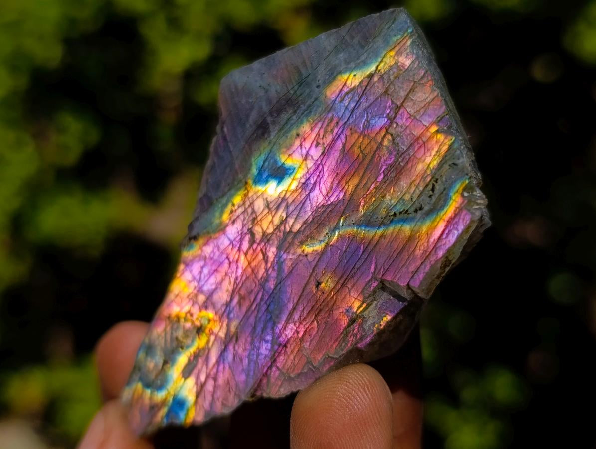 Polished One Side Purple Sunset Flash Labradorite Slices x 24 From Madagascar - Toprock Gemstones and Minerals 