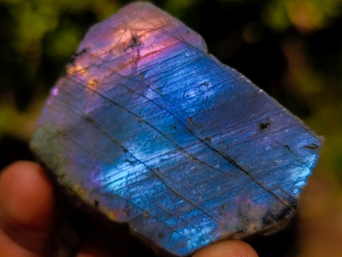 Polished One Side Purple Sunset Flash Labradorite Slices x 24 From Madagascar - Toprock Gemstones and Minerals 