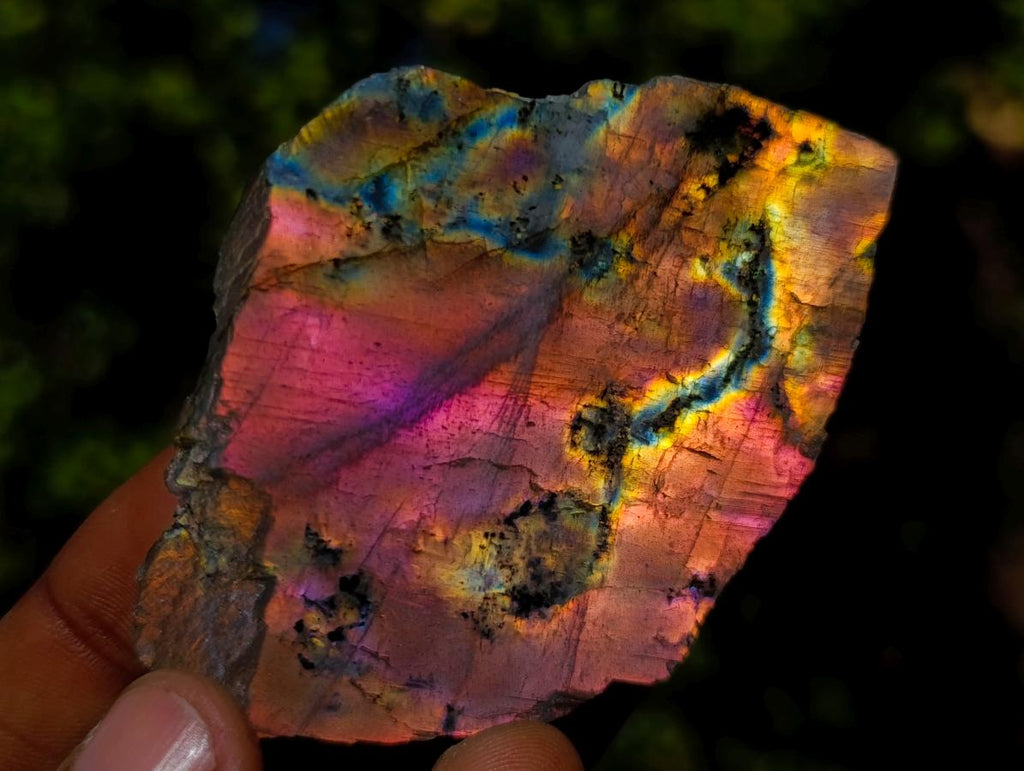 Polished One Side Purple Sunset Flash Labradorite Slices x 24 From Madagascar - Toprock Gemstones and Minerals 