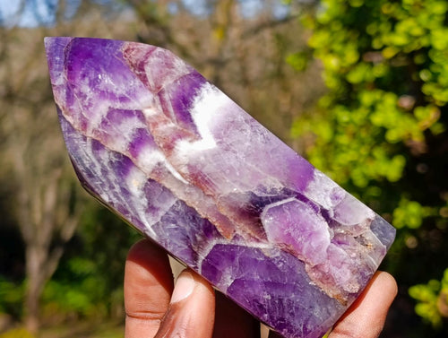 Polished Chevron Amethyst Display Crystals x 2 From Zambia - Toprock Gemstones and Minerals 