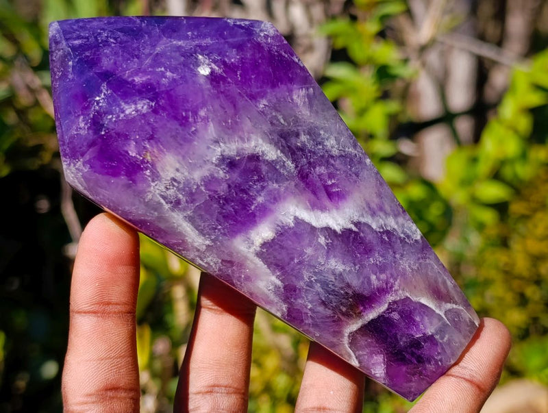 Polished Chevron Amethyst Display Crystals x 2 From Zambia - Toprock Gemstones and Minerals 