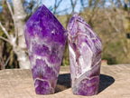 Polished Chevron Amethyst Display Crystals x 2 From Zambia - Toprock Gemstones and Minerals 