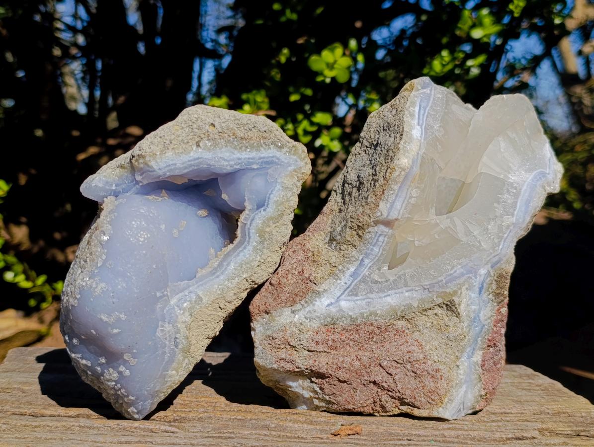 Natural Blue Lace Agate Specimens x 2 From Nsanje, Malawi - Toprock Gemstones and Minerals 
