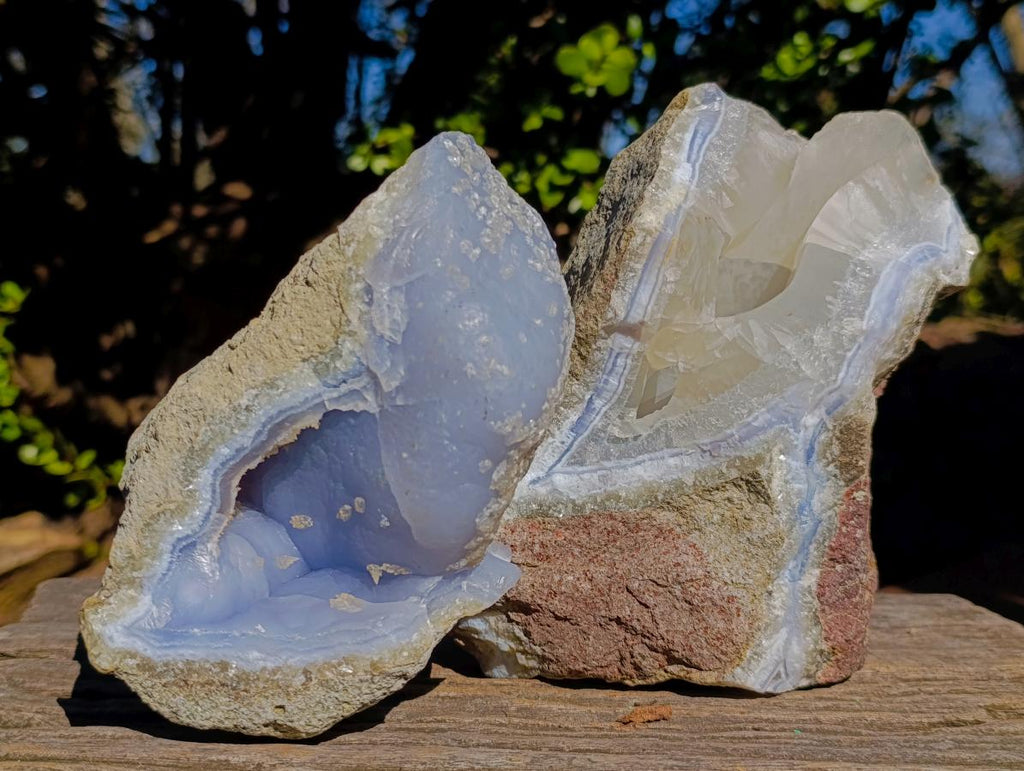 Natural Blue Lace Agate Specimens x 2 From Nsanje, Malawi - Toprock Gemstones and Minerals 