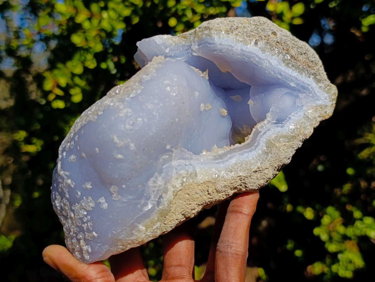 Natural Blue Lace Agate Specimens x 2 From Nsanje, Malawi - Toprock Gemstones and Minerals 