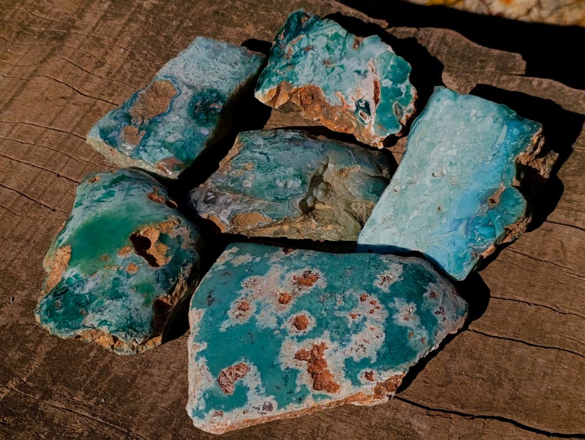 Polished One Side Great Dyke Mtorolite Chrysoprase Slices x 6 From Great Dyke Mountain Range, Zimbabwe - Toprock Gemstones and Minerals 