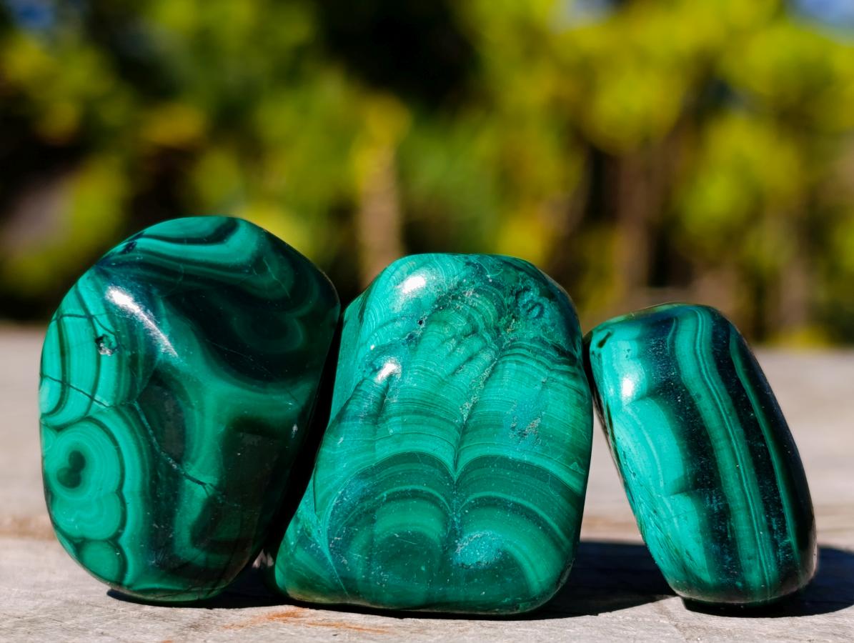 Polished Mix of Malachite Free Forms and Angel Tear Quartz x 70 From Congo and Madagascar - Toprock Gemstones and Minerals 