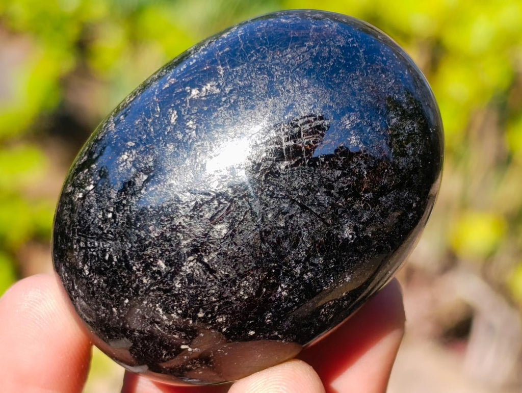 Polished Black Tourmaline Galets x 20 From Madagascar - Toprock Gemstones and Minerals 