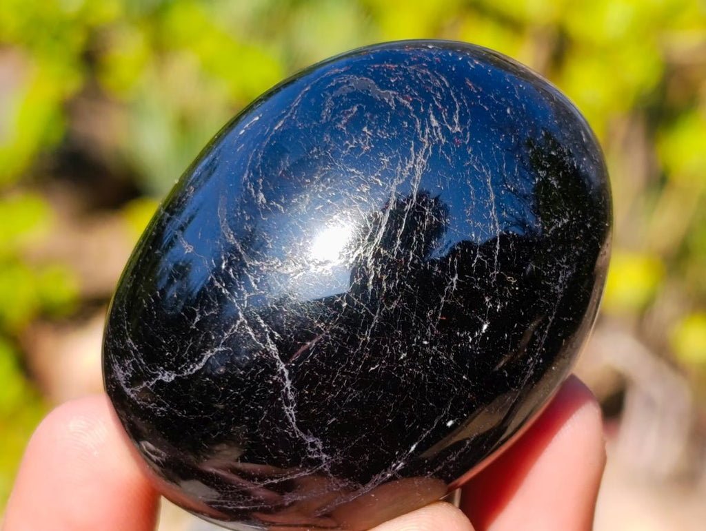 Polished Black Tourmaline Galets x 20 From Madagascar - Toprock Gemstones and Minerals 