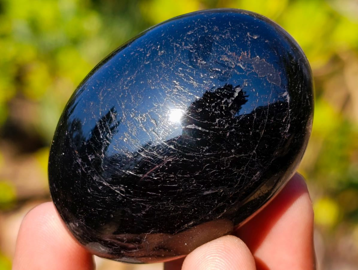 Polished Black Tourmaline Galets x 20 From Madagascar - Toprock Gemstones and Minerals 