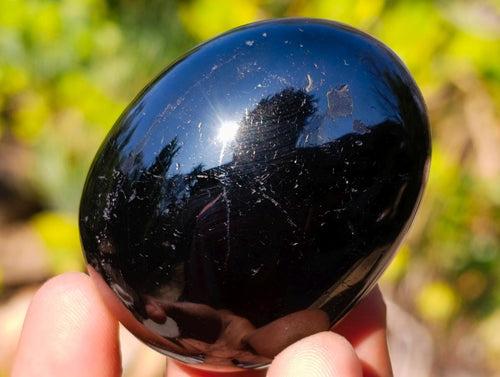 Polished Black Tourmaline Galets x 20 From Madagascar - Toprock Gemstones and Minerals 