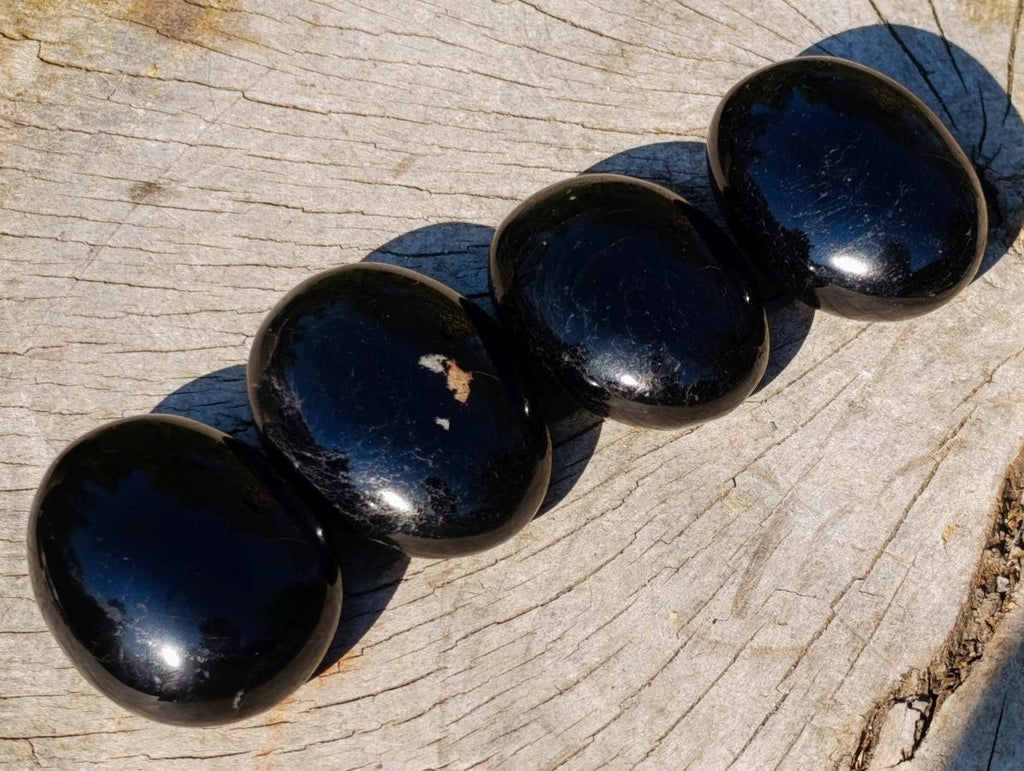 Polished Black Tourmaline Galets x 20 From Madagascar - Toprock Gemstones and Minerals 