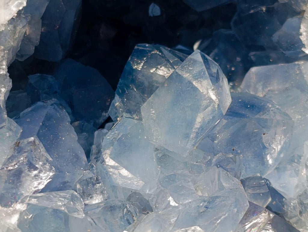 Polished and Natural Blue Celestite Eggs x 2 From Sakoany, Madagascar - Toprock Gemstones and Minerals 