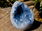 Polished and Natural Blue Celestite Eggs x 2 From Sakoany, Madagascar - Toprock Gemstones and Minerals 