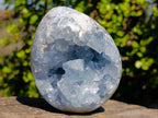 Polished and Natural Blue Celestite Eggs x 2 From Sakoany, Madagascar - Toprock Gemstones and Minerals 