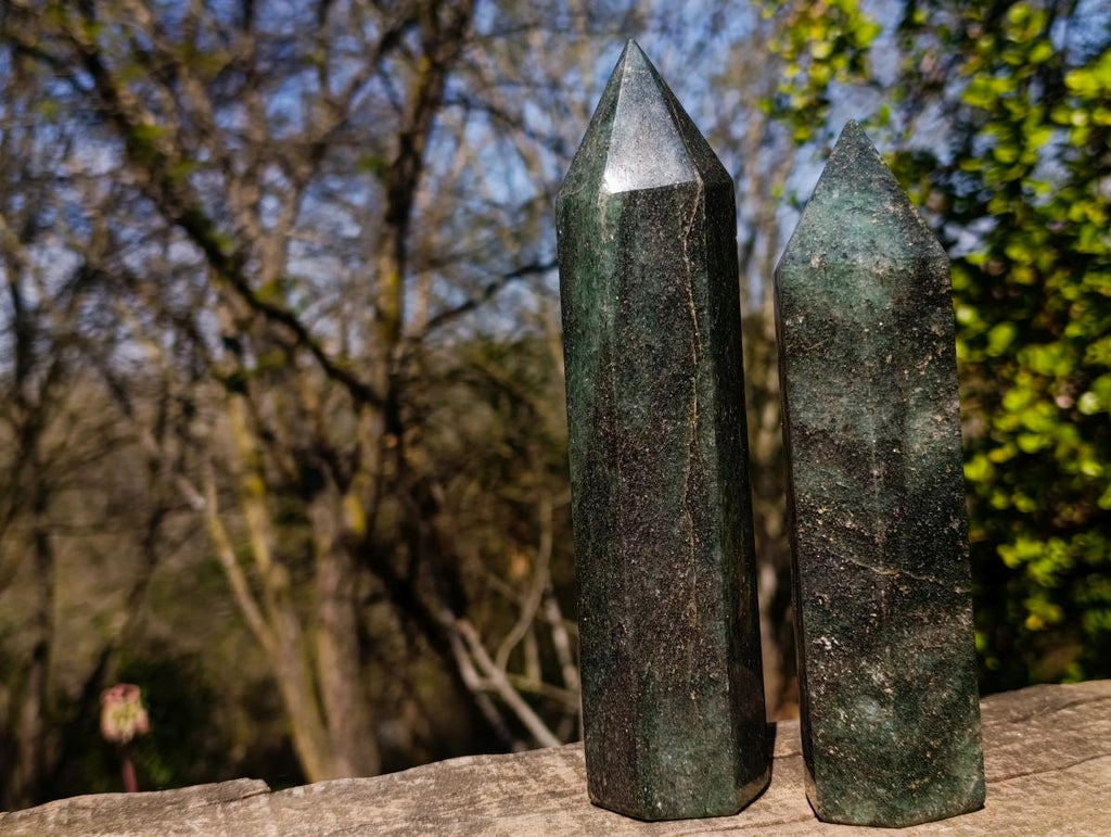 Polished Fuchsite Quartz Display Crystals with Pyrite x 4 From Andakatany, Madagascar - Toprock Gemstones and Minerals 